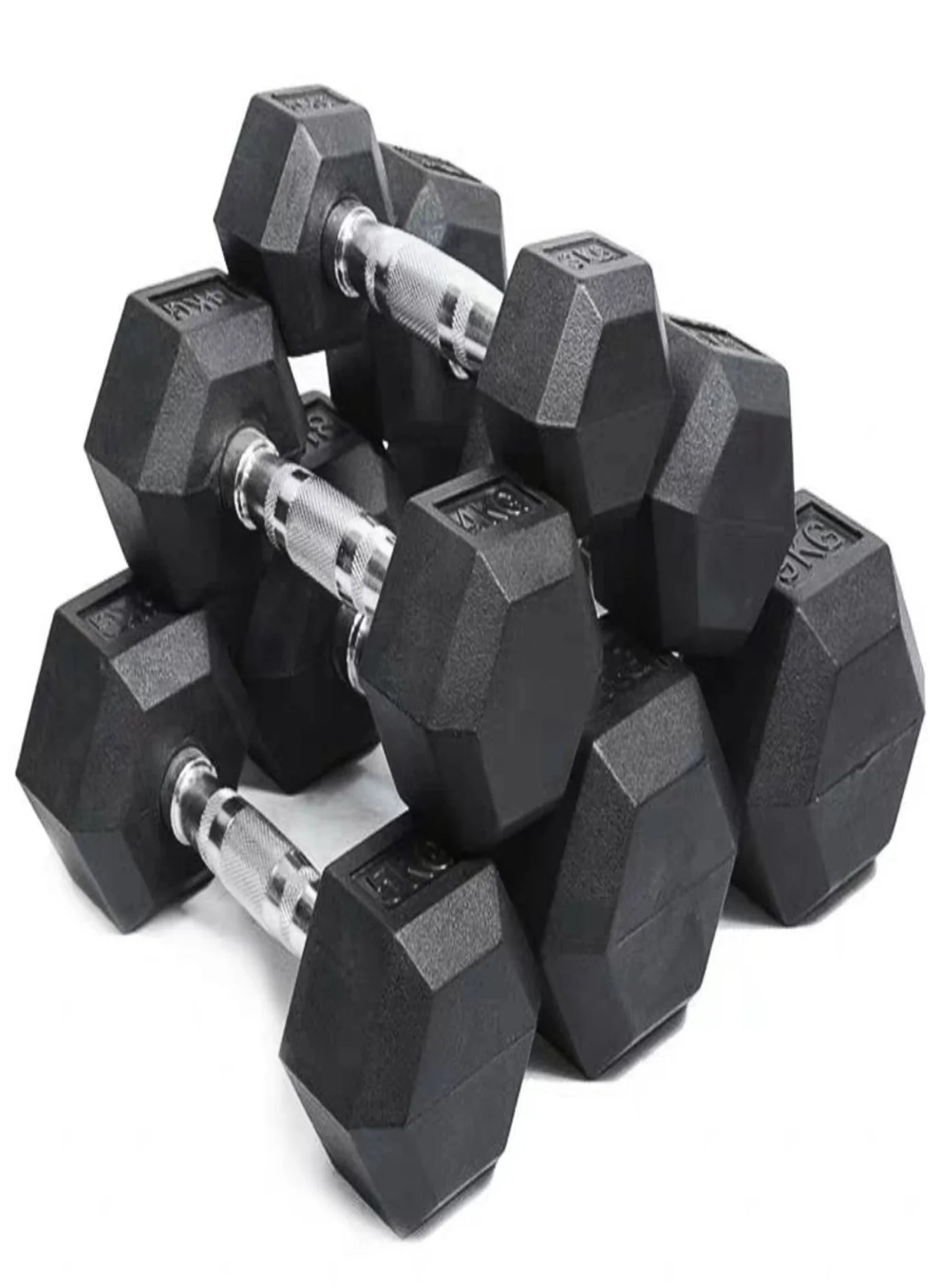 hex rubber dumbbell set