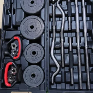 58KG Cast Iron Adjustable Dumbbell, Kettlebell & Barbell Set