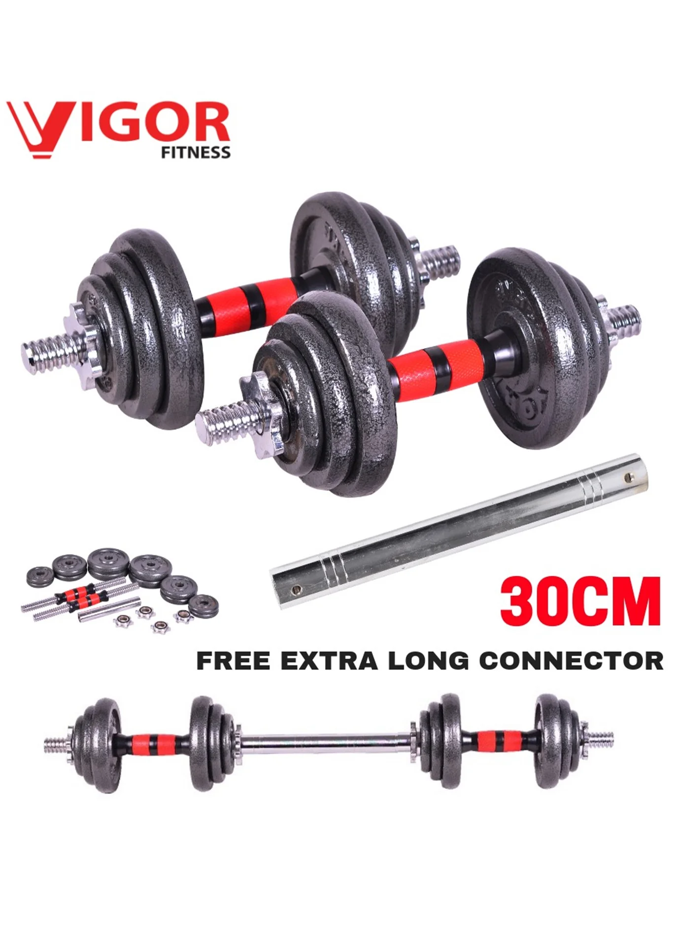 Adjustable cast iron dumbbell set
