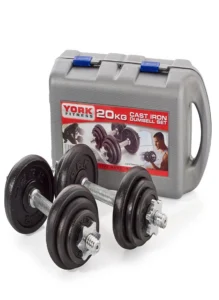 Adjustable cast iron dumbbell set