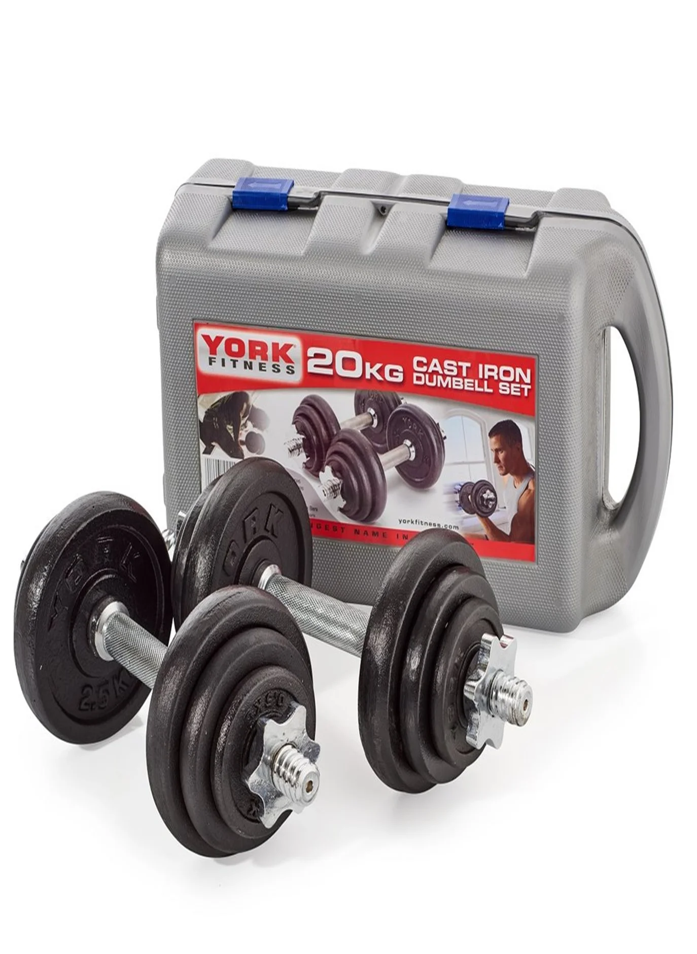 Adjustable cast iron dumbbell set