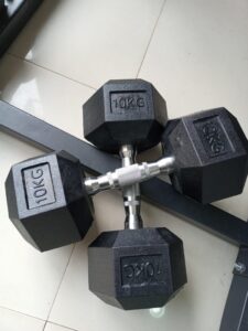 Fixed hexagonal/Rubber coated Dumbbells